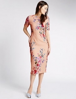 Marks and Spencer  Floral Print Short Sleeve Bodycon Dress