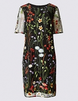 Marks and Spencer  Embroidered Floral Half Sleeve Shift Dress