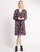 Marks and Spencer  Floral Print Long Sleeve Shift Dress