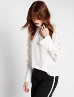 Marks and Spencer  Ruffle High Neck Long Sleeve Blouse