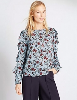 Marks and Spencer  Ruffle Sleeve Floral Print Blouse