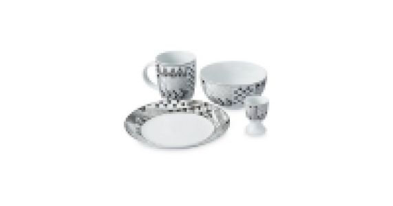 Black/White 4-Piece Breakfast Set