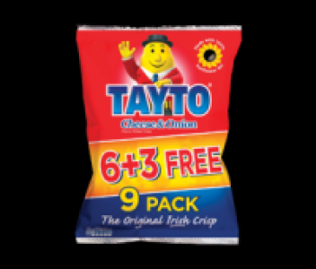 Tayto Cheese & Onion 6 Pack & 3 Free