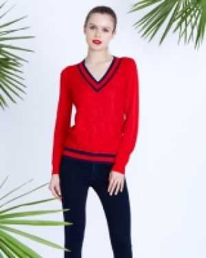 Savida V-Neck Lace Jumper