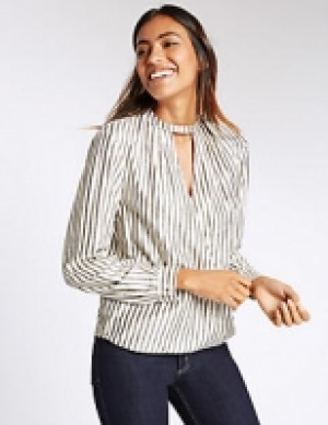 Striped Notch Neck Long Sleeve Blouse 37.00 €