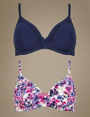 2 Pack Cotton Rich Padded Underwired Full Cup T-Shirt Bras A 24.00 €
