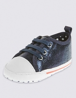 Marks and Spencer  Kids Sparkle Effect Trainers Pram Shoes
