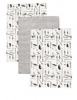 Marks and Spencer  Set of 3 Vintage Cutlery Print Tea Towel