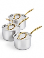 Marks and Spencer  Chef Tri Ply 3 Piece Saucepan Set