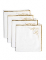 Marks and Spencer  4 Pack Gold Embroidered Napkins