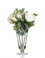 Marks and Spencer  Artificial White Rose in Footed Vase