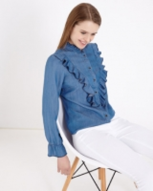 Savida Flounce Denim Blouse