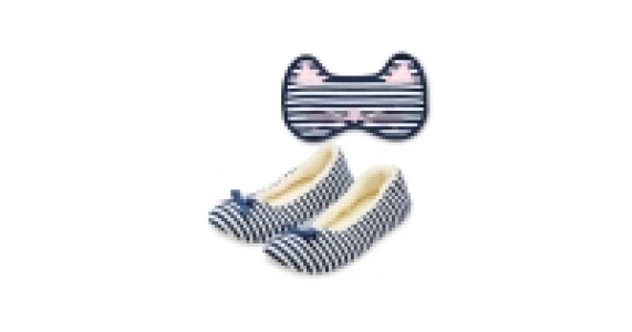 Stripe Slippers & Eye Mask Set