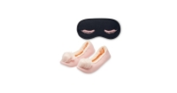 Pom Pom Slippers & Eye Mask Set