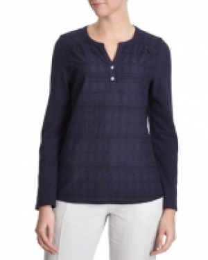 Schiffli Lace Front Grandad Top