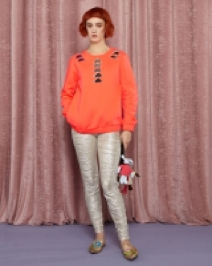 Joanne Hynes Orange Geometric Hardware Sweatshirt