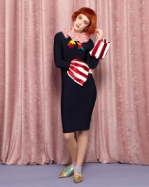 Joanne Hynes Tea with Rousseau Stripe Sleeve Dress
