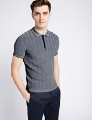 Pure Cotton Textured Slim Fit Polo Shirt 34.00 €