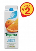 Spar  TROPICANA SMOOTH ORANGE WITH NO BITS 1LTR ONLY 2