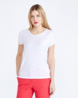 Gallery Beaded Linen T-Shirt