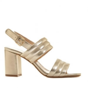 Metallic Block Heel Sandal
