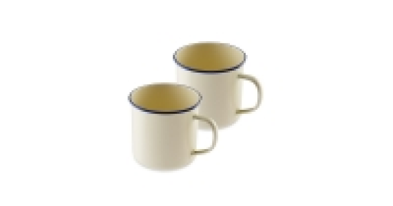 Blue Rim Enamel Mugs 2-Pack