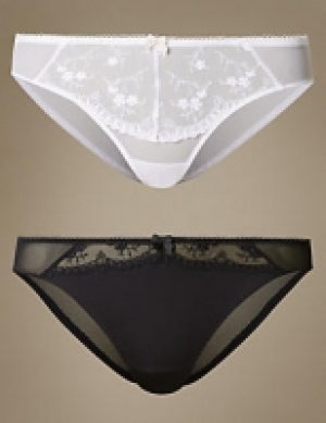 2 Pack Embroidered Brazilian Knickers 13.50 €
