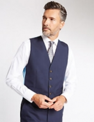 Navy Tailored Fit Wool Waistcoat 120.00 €