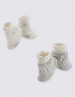 Marks and Spencer  2 Pack Pure Cotton Assorted Booties