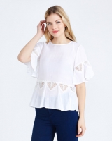 Dunnes Stores  Gallery Embroided Bell Sleeeve Top