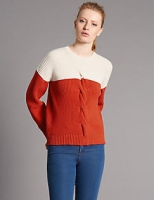 Marks and Spencer  Cotton Rich Colour Block Round Neck Jumper