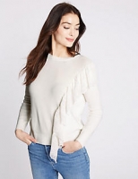 Marks and Spencer  Pure Cotton Ruffle Round Neck Jumper