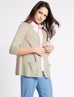 Marks and Spencer  Open Front 2 Pockets 3/4 Sleeve Cardigan