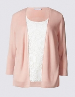 Marks and Spencer  Lace Front ¾ Sleeve Cardigan