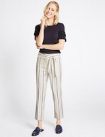 Marks and Spencer  Tie Waist Striped Slim Leg Trousers