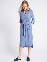 Marks and Spencer  Linen Rich Chambray Shirt Dress with Belt