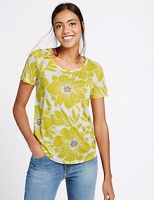 Marks and Spencer  Floral Print Dipped Hem Half Sleeve T-Shirt