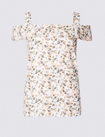 Marks and Spencer  Pure Cotton Floral Print Bardot Top