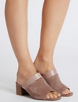 Marks and Spencer  Wide Fit Suede Block Heel Mule Sandals