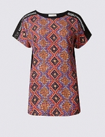 Marks and Spencer  Aztec Print Round Neck Short Sleeve T-Shirt