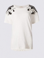 Marks and Spencer  Pure Cotton Tassel Dipped Hem T-Shirt