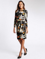 Marks and Spencer  Printed Tie Front Long Sleeve Shift Dress
