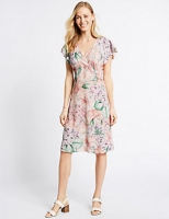Marks and Spencer  Floral Print Flare Sleeve Bodycon Dress