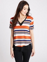 Marks and Spencer  Striped Double Layered Short Sleeve T-Shirt