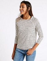 Marks and Spencer  Striped Raglan 3/4 Sleeve T-Shirt