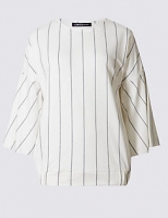 Marks and Spencer  Pure Cotton Striped 3/4 Sleeve T-Shirt