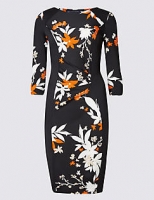 Marks and Spencer  PETITE Floral Print 3/4 Sleeve Shift Dress