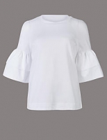 Marks and Spencer  Pure Cotton Flared 3/4 Sleeve T-Shirt