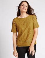Marks and Spencer  Aztec Lace Round Neck Short Sleeve T-Shirt