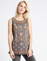 Marks and Spencer  Pure Cotton Embroidered Sleeveless Vest